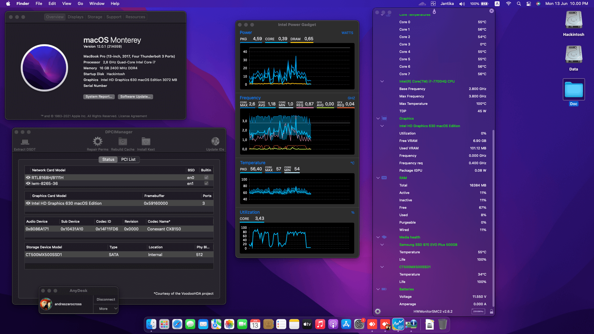 Success Hackintosh macOS Monterey 12.0.1 Build 21A559 in Asus N580VD-FY001